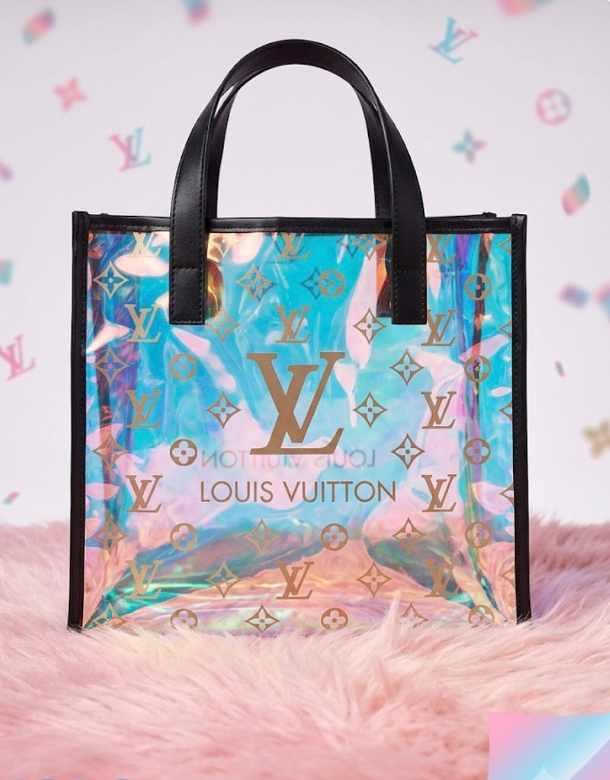Iridescent Holographic Monogram Tote Bag