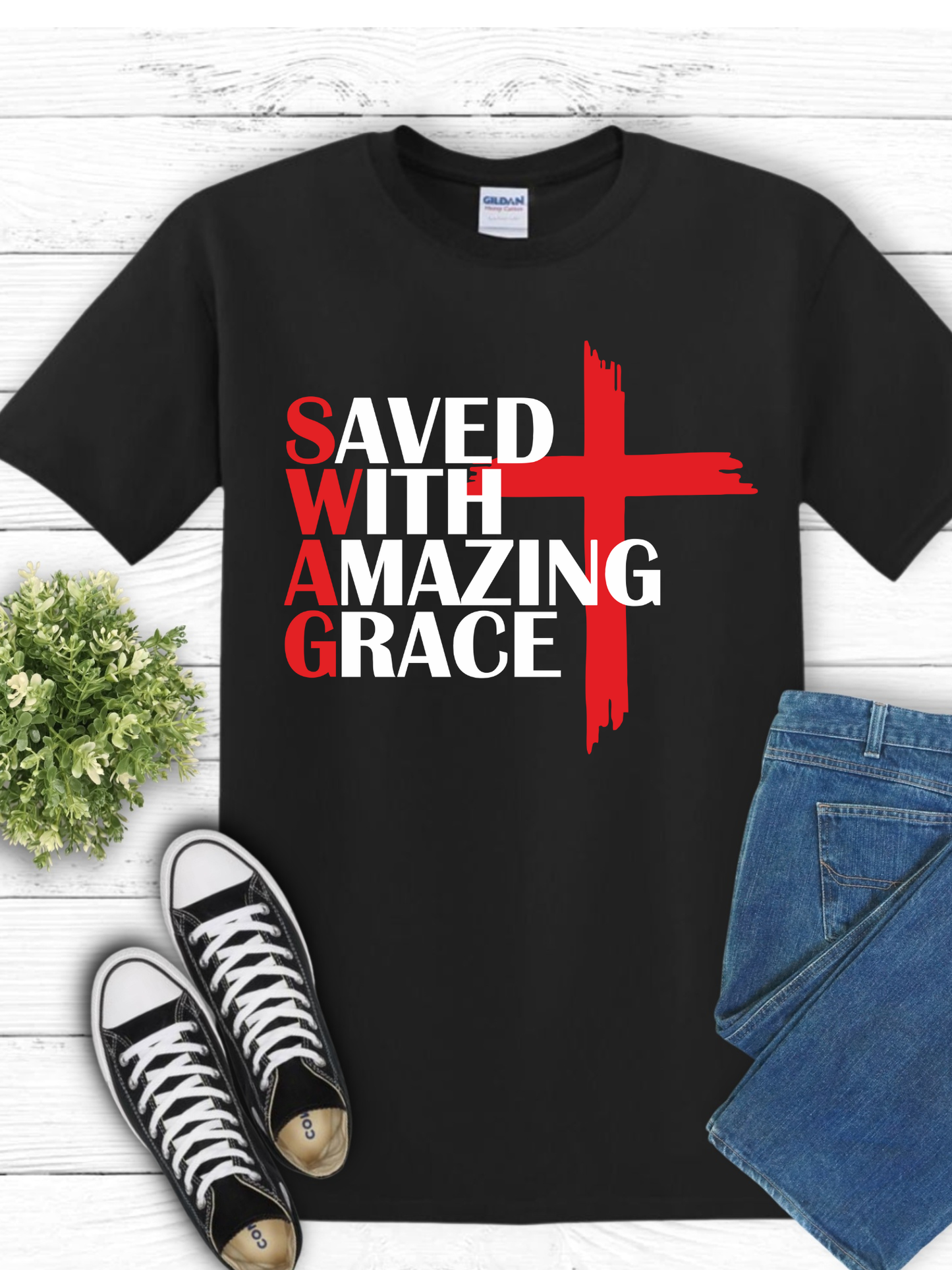 SWAG: Saved With Amazing Grace Christian T-Shirt