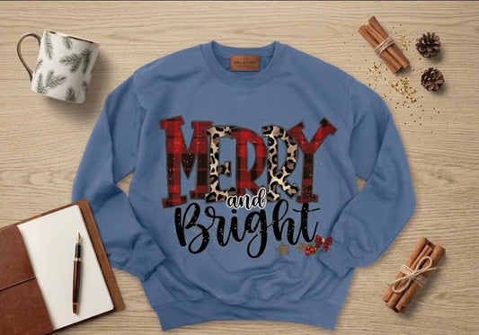 Merry & Bright Buffalo Plaid & Leopard Sweatshirt