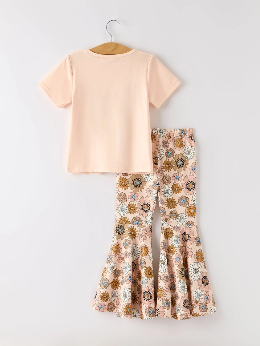 🌸 "Kind is the New Cool" Girls' 2-Piece Flared Pant Set