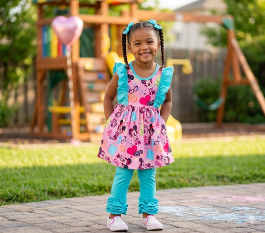 Smart & Stylish Minnie Mouse Ruffle Tunic & Leggings Set