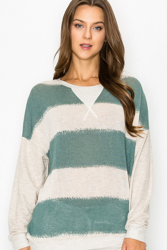 Striped Print Long Sleeve Top
