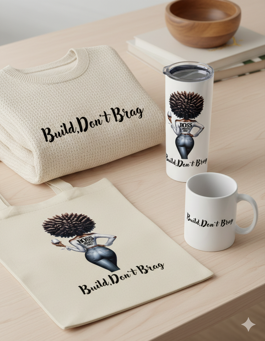 Sublimation Prints Boss Moves”Build Don’t Brag”