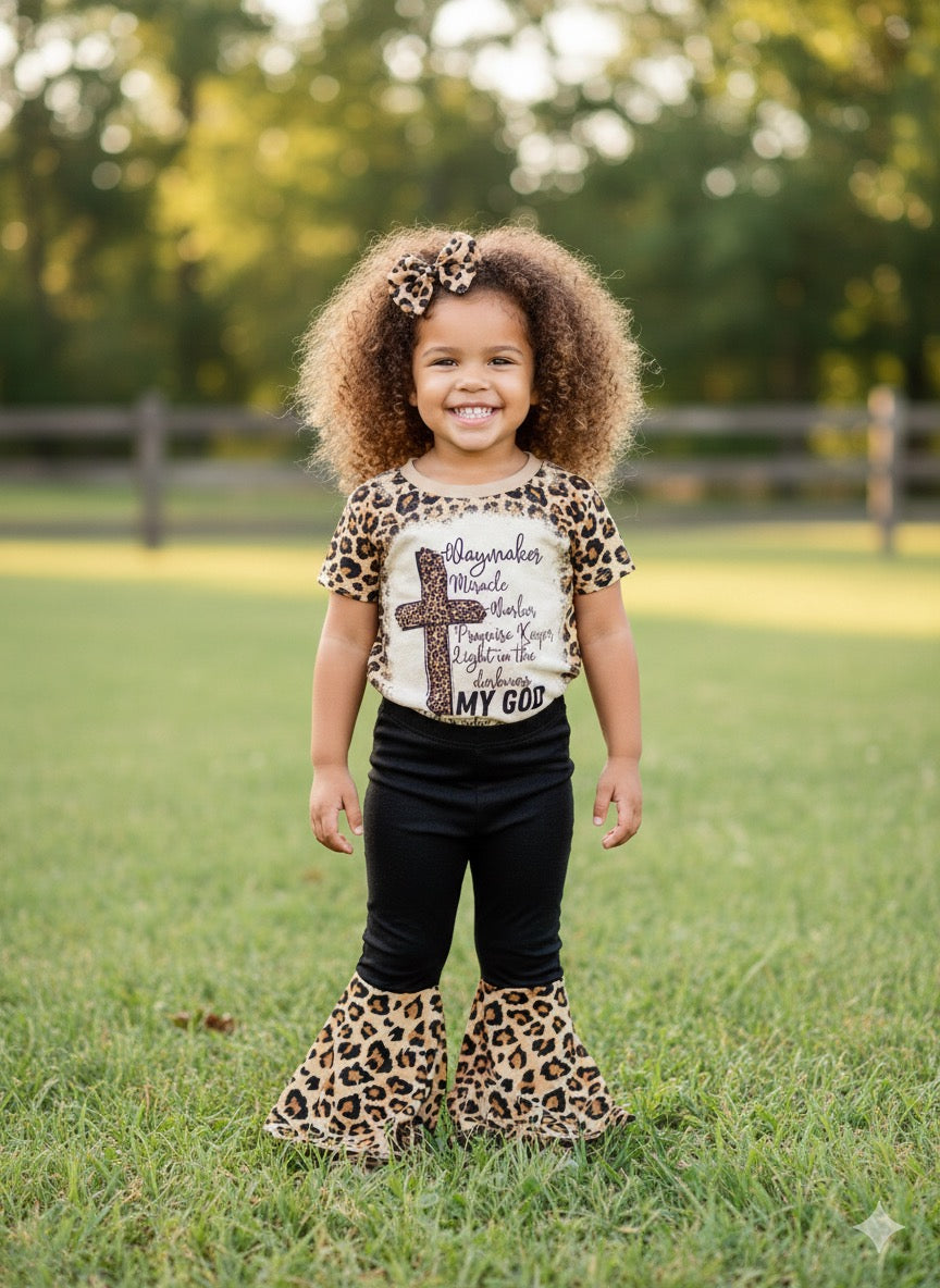 “WayMaker” Cross & Leopard Bell Bottom Set