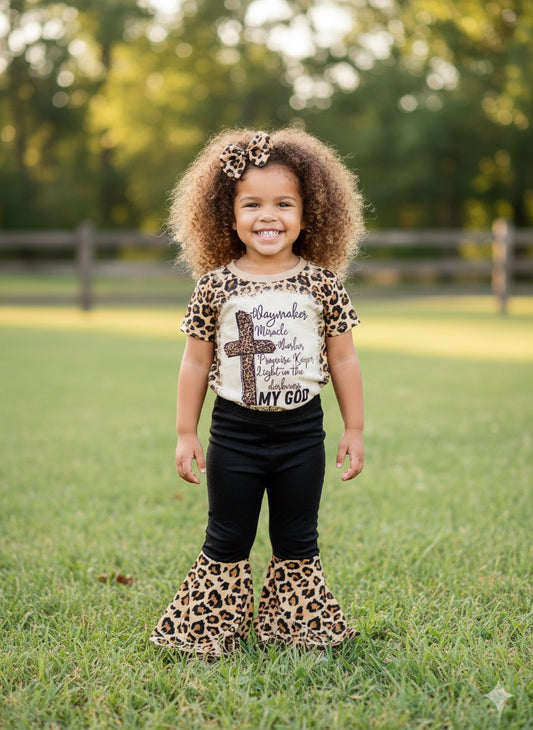 “WayMaker” Cross & Leopard Bell Bottom Set