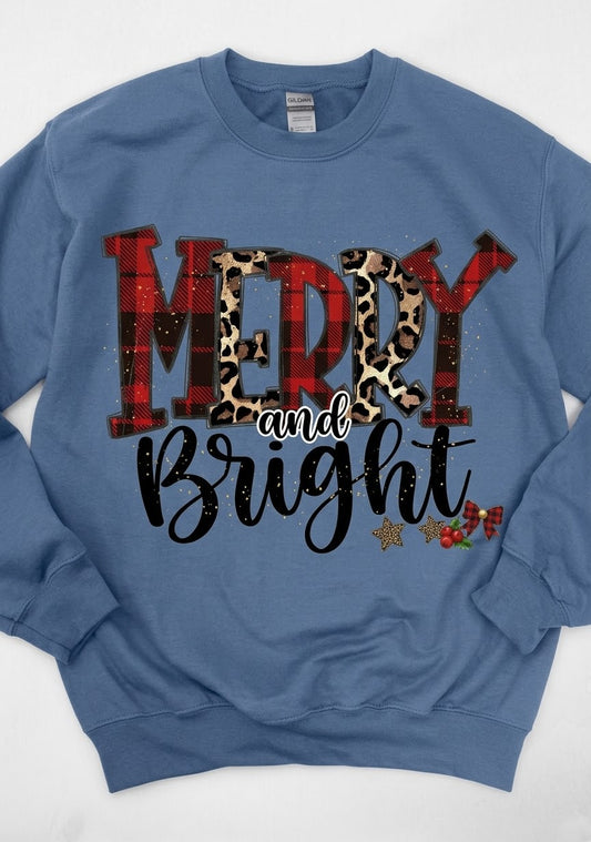 Merry & Bright Buffalo Plaid & Leopard Sweatshirt