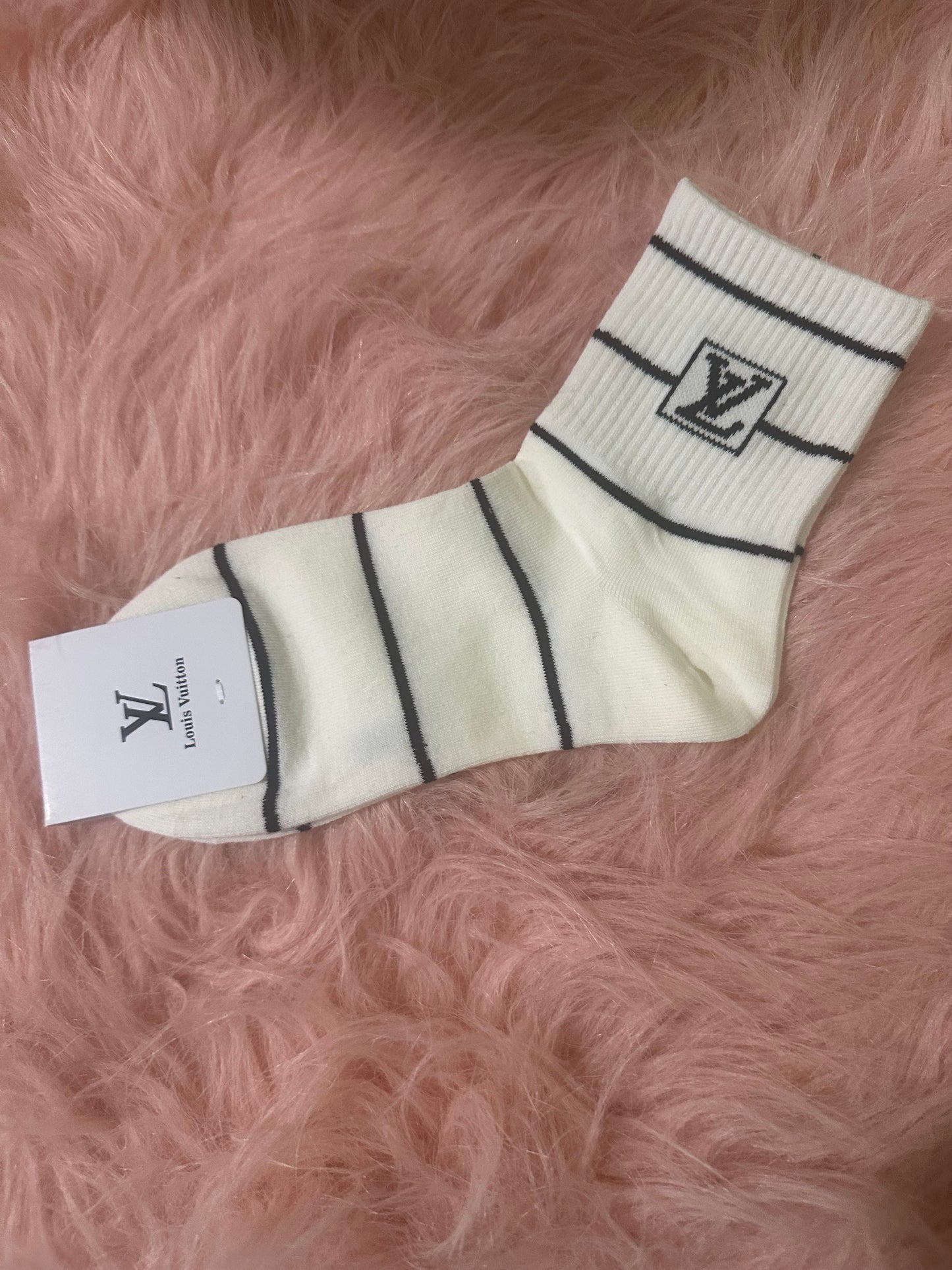 Luxe Monogram Inspired Fashion Crew Socks – Multi-Style Collection