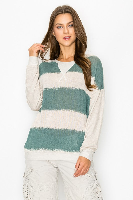 Striped Print Long Sleeve Top