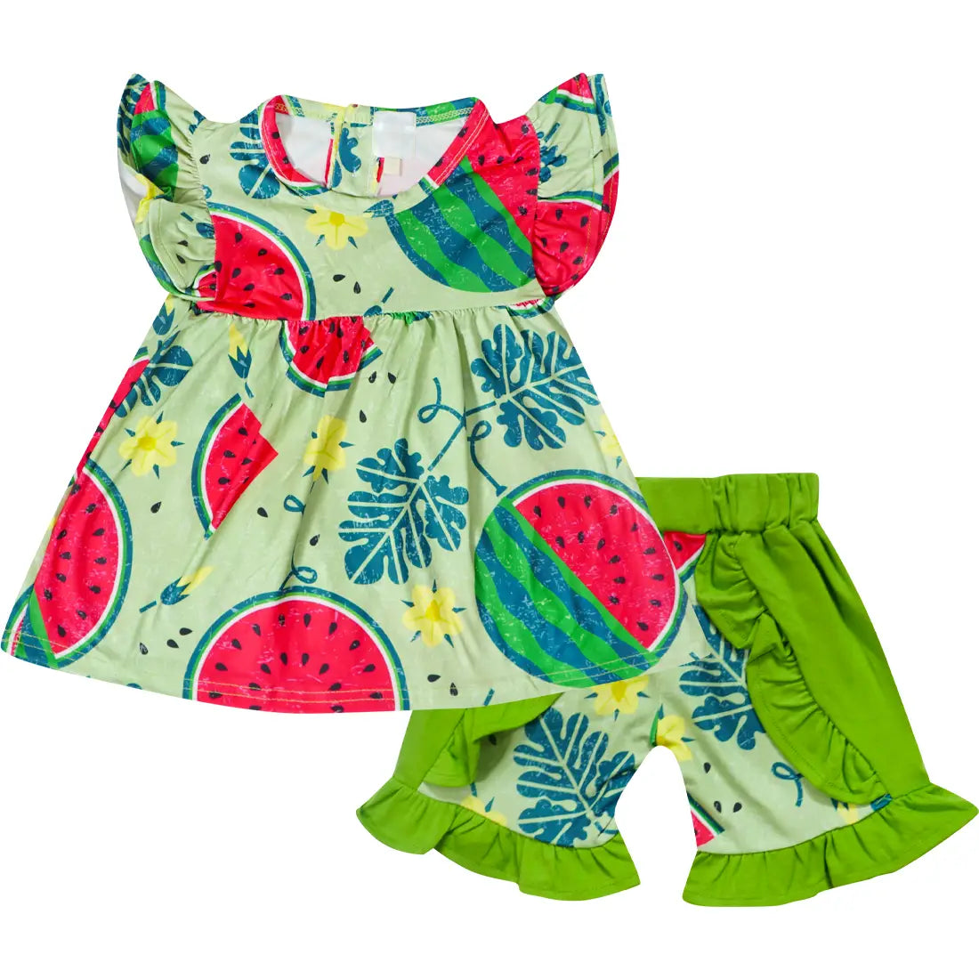 Sweet Summer Watermelon Ruffle Tunic & Shorts Set