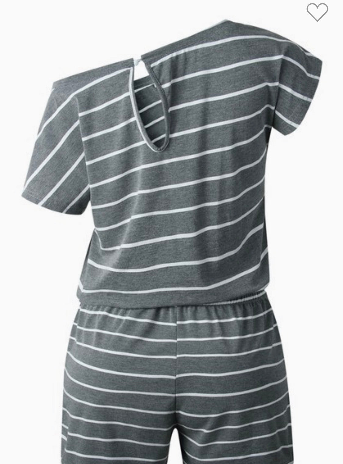 Off-Shoulder Striped Drawstring Romper
