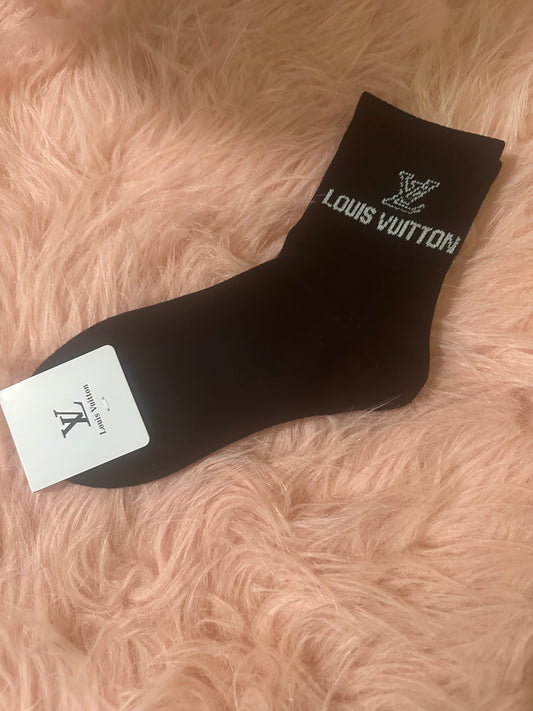 Luxe Monogram Inspired Fashion Crew Socks – Multi-Style Collection