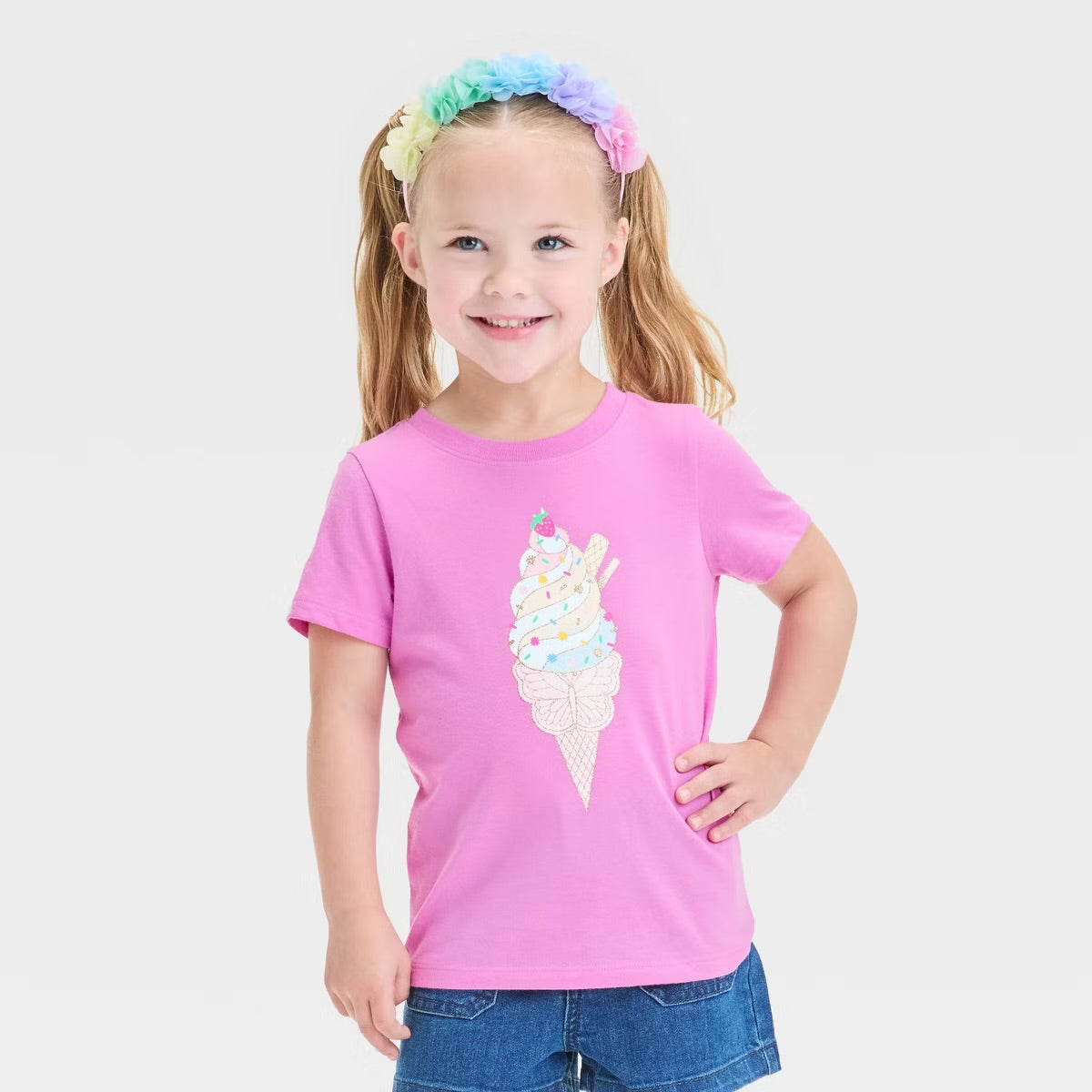 🍦 Toddler Girls' Ice Cream Graphic T-Shirt (Size 5T)