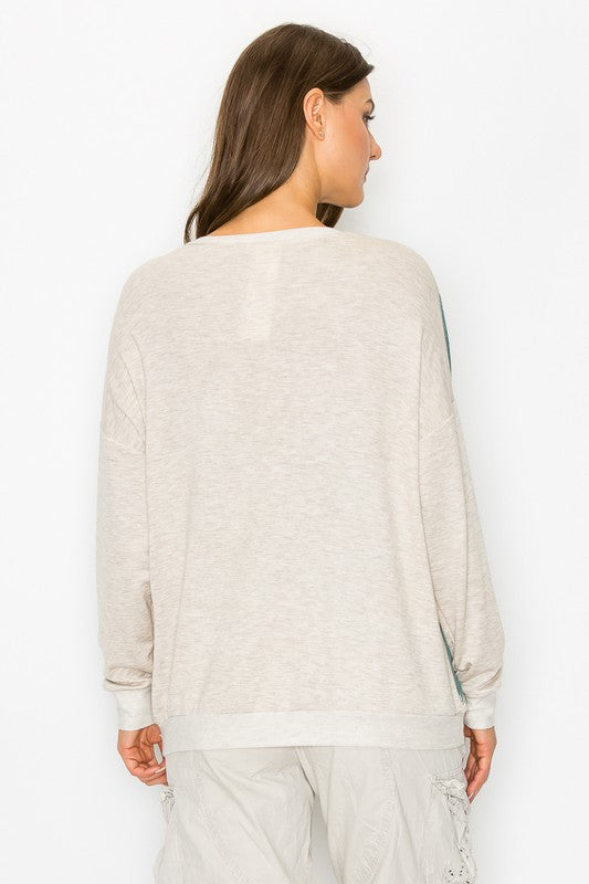 Striped Print Long Sleeve Top