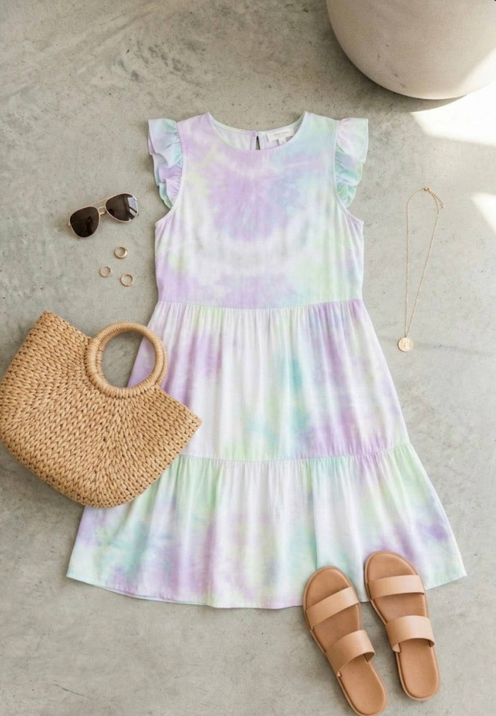 Pastel Dreams Tiered Tie-Dye Mini Dress