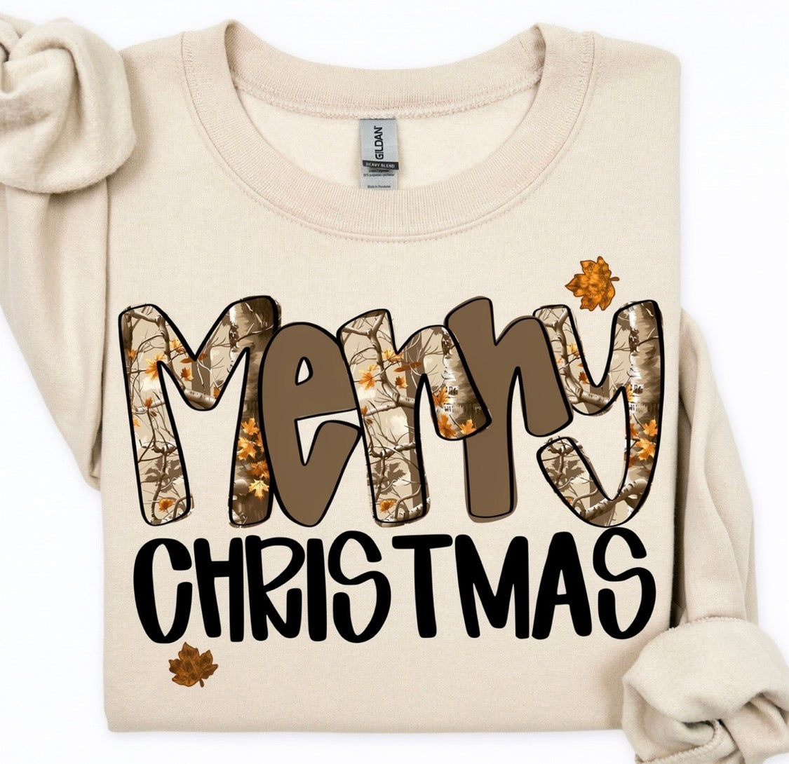 "Merry Christmas" Camo Crewneck Sweatshirt!