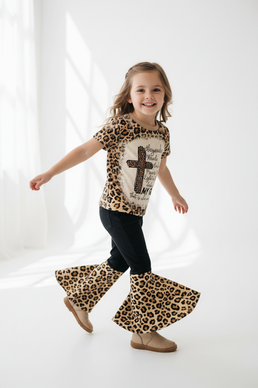 Waymaker Cross & Leopard Bell Bottom Outfit Set
