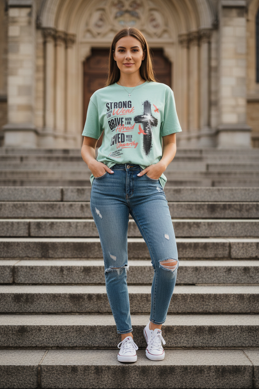Strong When Weak Faith Tee – Confident