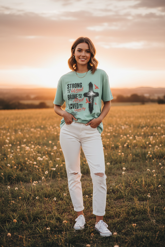 Strong When Weak Faith Tee – Peaceful