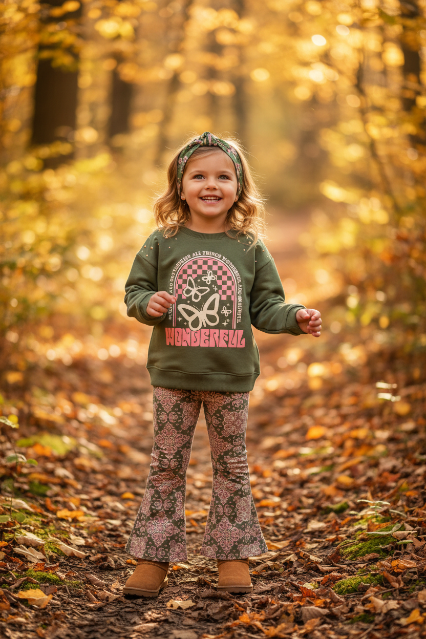 Wonderful Girls' Fleece Set – Golden Autumn